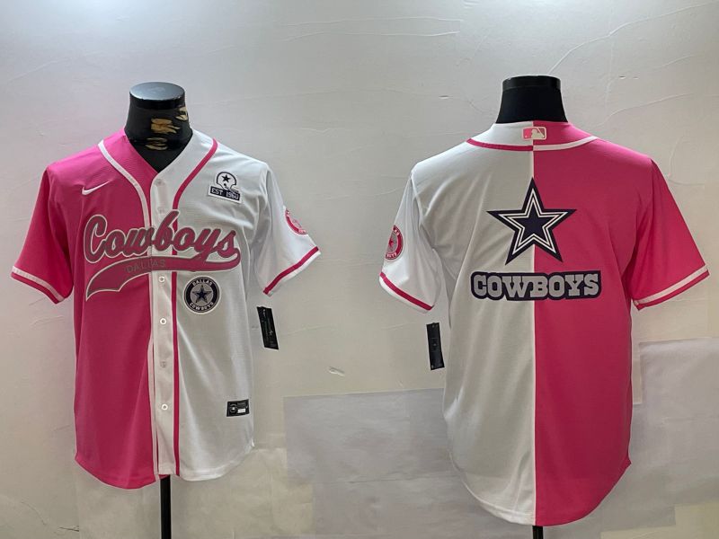 Men Dallas Cowboys Blank white pink Joint Name 2024 Nike Limited NFL Jersey style 5